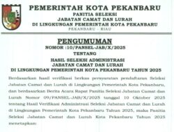 Ikuti Lelang Jabatan Camat dan Lurah di Pekanbaru, Ini Daftar ASN yang Lolos Seleksi Administrasi