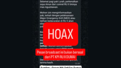 Klarifikasi Informasi Hoaks Terkait Broadcast Pelaksanaan Major Emergency Drill (MED)