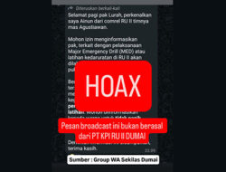Klarifikasi Informasi Hoaks Terkait Broadcast Pelaksanaan Major Emergency Drill (MED)