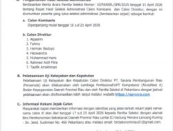 7 Nama Lolos Seleksi Administrasi Calon Direktur PT Sarana Pembangunan Riau